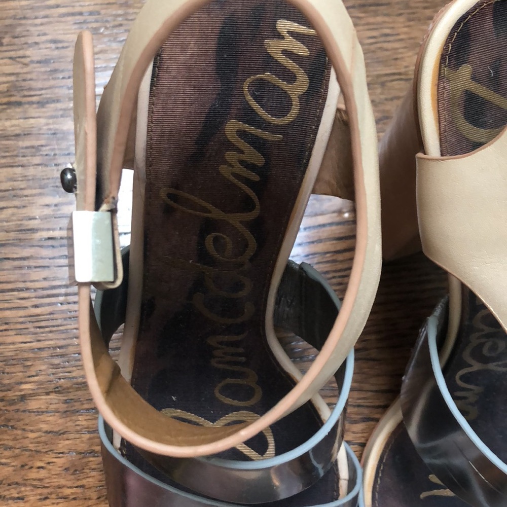 Sam Edelman 71/2 Silver and Light Tan Lthr Heels - Picture 9 of 13